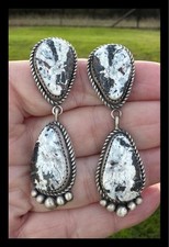 NAVAJO~WHITE BUFFALO ~TWO STONE~SS~EARRINGS ~ picture