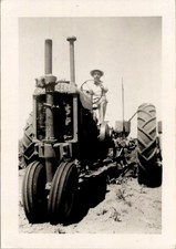 Boy on John Deere Tractor 1940s Farm Photograph Johnny Popper Midwest Soil picture