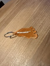 Rare Vintage 1990s Nickelodeon Glitter Orange Rubber Foot Keychain Logo Souvenir picture