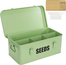 Seed Saving Box Metal Organizer Container Storage Bin Envelopes Labels picture