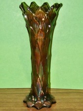 Antique Dugan Amethyst Carnival Glass Lined Lattice Vase 9.5” GREAT PRICE picture