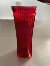 Red Glass Ribbed Vase #922 picture