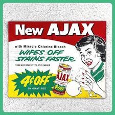 1950s New Ajax Cleanser Vintage Advertising Sign 14