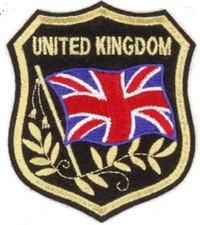 5 Pcs UK United Kingdom Flag in shield Embroidered Patches 3.25