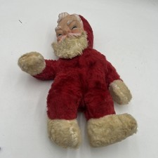 Christmas 1950s Rubber Face Santa Claus Plush Vintage No Tags Height 14 1/2 
