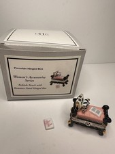 Rare PHB Porcelain Hinged Trinket Box Women's Bedside Bench w Romance Novel picture