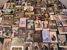 Huge LOT 65+ Early 1900's~ ~Lovers COURTSHIP Romance Romantic~ Victorian big hat picture