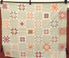 Apx 1940s Vintage Quilt 8 Point Star Pattern Feedsack & Cottons CUTTER or REPAIR picture