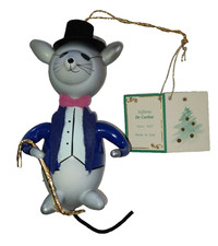 Vtg Italian De Carlini Hand Blown Art Glass Xmas Ornament Blind Mouse Mice w Tag picture