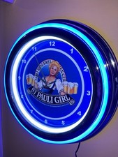 St. Pauli Girl Beer Bar Man Cave Store Neon Style Retro LED Clock Sign picture