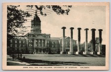 Columbia Missouri MO Jesse Hall Columns University Albertype Postcard c1920s picture