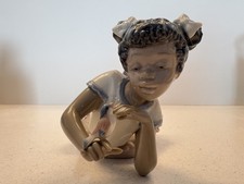 Lladro 5837 Sing With Me Black Legacy Collection Vintage Porcelain Girl Bird picture