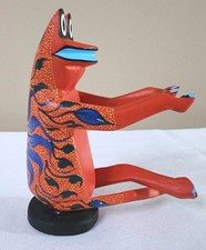 Oaxacan Wood Carving Blas Family Frog Sitting Oaxaca Mexican Folk Art Alebrije.  picture
