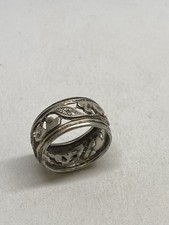 3g SIZE 4 ANTIQUE MID CENTURY STERLING SILVER OPEN WORK STAMPED FINE RING picture