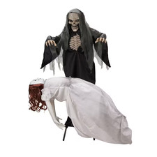 5.6 Ft. LED Floating Lady with Magic Reaper Halloween Animatronic picture