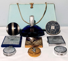 Vintage Evening in Paris Perfume Bourjois Powder Rouge Compact Lot Brass Enamel picture