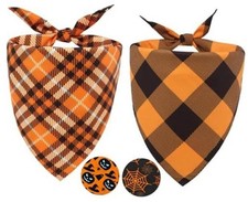 Fall Dog Bandanas 2PCS Halloween Pumpkin X-Large Fall & Halloween Dog Bandana picture