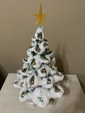 VTG 1974 Atlantic Mold 18” Snow Capped Christmas Tree on Base Lighted & Music picture