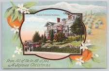 Vintage California Christmas Postcard c.1910 Residence Oranges Sohmer Joyous picture