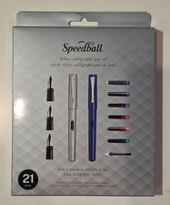 Speedball Deluxe Calligraphy Pen Set 21 Piece Cursive Old English 2 Pens Fast Sh picture