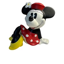 Vintage 80s Disney Minnie Mouse Ceramic Coin Bank Enesco Red Polka Dot Skirt picture