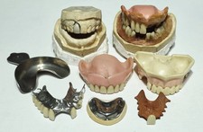 Antique Vintage Dental Lot Stone Cast Molds Trays Early Lab Teeth Oddities picture