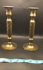Vintage Solid Brass Candlesticks Candle Holders 7.5” picture