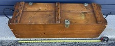 Vintage Wood Carpenters Tool Chest Military Footlocker Rope Handles 42x13x13 picture