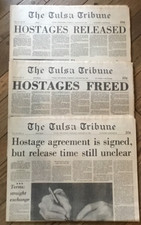 3 Tulsa Tribune Newspaper Jan 19, 20 1981 Pres Reagan Sworn In Hostages Freed OK picture