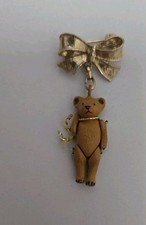 HANTEL PEWTER JOINTED MINIATURE ENAMELED TEDDY BEAR FIGURINE 1” Tagged picture