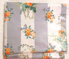 VTG Laura Ashley Isabelle Grey Roses Stripes Chintz Decorator Fabric 4.3 yd x48