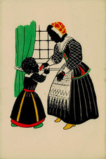 Vintage Dutch Art Deco Postcard Folk Costume Illustration Freco No. 560 picture