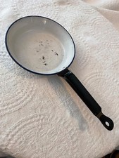 Vintage enamelware small white/black skillet, Sweden picture