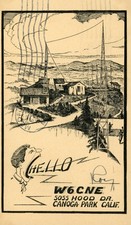 Vintage Amateur Radio QSL Postcard, 1933, W6CNE, Canoga Park, CA, Scott #UX27 picture