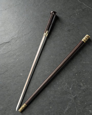 Round Head Sword Cane Solid Wood Shaft Aged Brass Dragon Ring Decorative Display picture