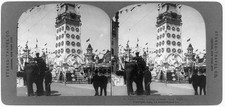 Luna Park Coney Island New York NY c1909 Elephant Amusement Park Stereograph picture