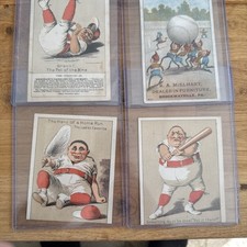Lot Of 4 Antique Baseball Victorian Trade Advertising Cards Humor Comic picture
