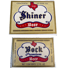 Shiner Premium Bock Beer Label Labels Texas Brewery Spoetzl Vintage 1970's Gold  picture