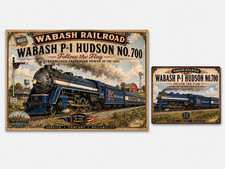 Wabash Railroad P-1 Hudson No. 700 2 Poster Set Vintage Railway Wall Art 17 x 11 picture