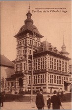 1910 Brussels World's Fair Liège Pavilion Vintage Sepia Postcard picture