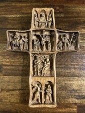 Vtg 3D VGI Life Of Christ Jesus Resin Wall Cross Scenes Christian Catholic 11” picture