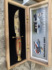 DALE EARNHARDT 7 TIME CHAMPION 1998 Hunting Knife with WOOD BOX NASCAR picture
