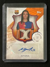 Aitana Bonmati 2024-25 Topps 125 Years Fc Barcelona Goalnet Relic Auto /25 picture