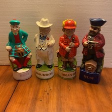 Vintage Alberta's Molds Ceramic Decanters Lot 4 Scotch Bourbon Brandy Rum 1960s picture