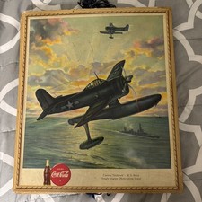 Set Of 12 Vintage 1943 Coca Cola WWII Airplane Lithographic Ads Military Planes picture