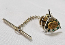 VTG TWA TRANS WORLD AIRLINES 10K GOLD SERVICE AWARD LAPEL PIN DIAMOND EMERALDS picture