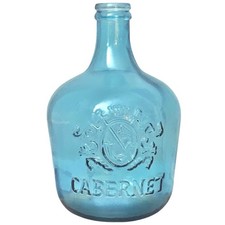 Vidrios San Miguel 17” Glass CABERNET Bottle Wine Jug Vase Aqua BLUE Recycled picture