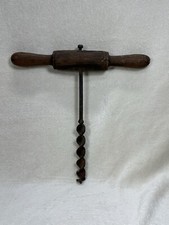 Antique Hand Drill Tool Wooden T- Handle picture
