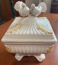 Vintage Bassano Made In Italy Hand Painted Trinket Box with White Doves On Lid picture