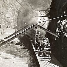 Antique 1920s Coal Train In Arkansas Canyon Colorado Stereoview Photo Card V2821 picture